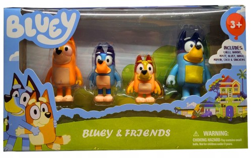 ZESTAW FIGUREK BLUEY BINGO - 4 SZT RODZINKA BLUE figurki pieski rodzina