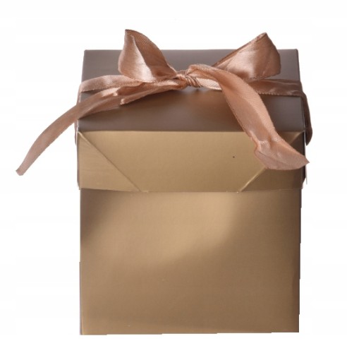 Złote składane pudełko na prezenty ze wstążką ozdobne opakowanie święta