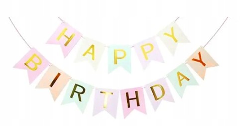 Baner girlanda papierowa kolorowa pastelowa urodziny HAPPY BIRTHDAY 3 m