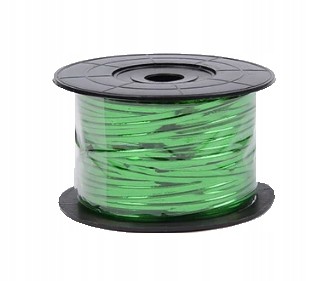 Wstążka tasiemka do balonów taśma 5 mm ciemna zieleń zielona metaliczna 90m