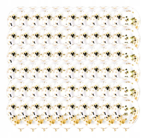 Balony lateksowe przezroczyste ze złotym konfetti złote gwiazdki 50szt 30cm