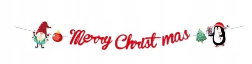 Papierowy baner girlanda świąteczna Merry Christmas Mikołaj czerwona 230 cm