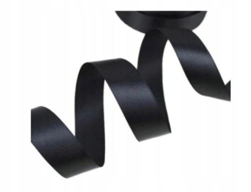 6szt - 1 paczka (4,16 netto / 5,12 brutto -1 szt.)  Wstążka tasiemka satynowa czarna 2,5 cm x 22,5 m  