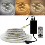 TAŚMA 120 LED 230V ZESTAW 5M pilot CIEPŁY zimny