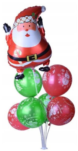 ZESTAW balonów Święty Mikołaj święta stojak 7 szt