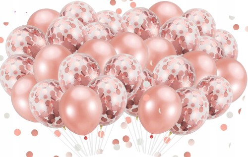 Zestaw balonów z konfetti złote rose GOLD 40 szt.