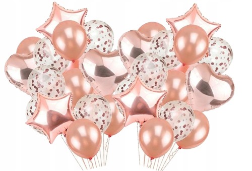 Zestaw bukiet balony konfetti rose GOLD duże 30 cm