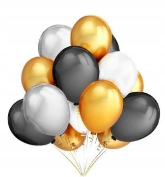 Balony metaliczne złote białe czarne srebrne 12szt