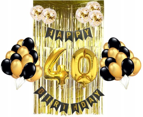 ZESTAW BALONY 40 URODZINY czterdziestka złote