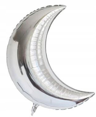 BALON foliowy srebrny księżyc 70cm urodziny wesele