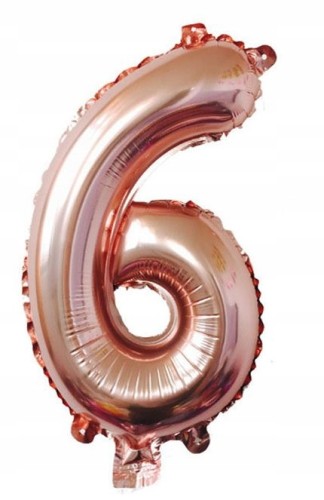 BALON foliowy ROSE GOLD cyfra SZEŚĆ 6 urodziny 80