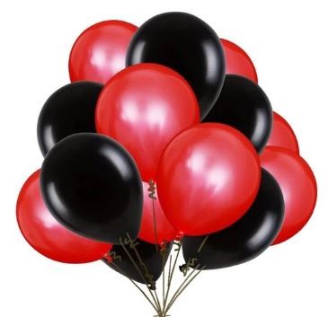 Balony metaliczne czarne czerwone wesele urodziny