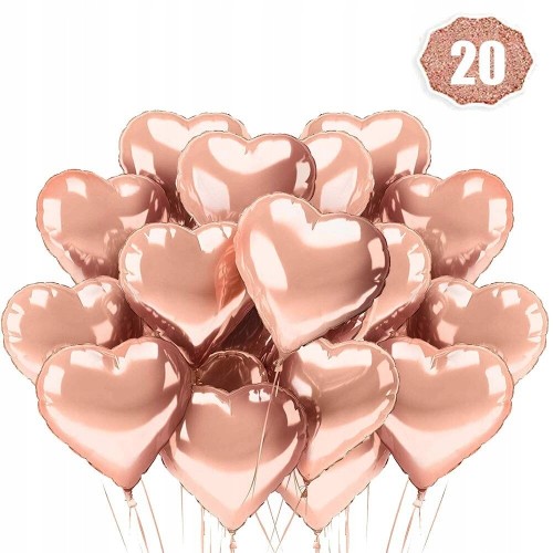 BALON foliowy ROSE GOLD serce serduszka duze 20sz