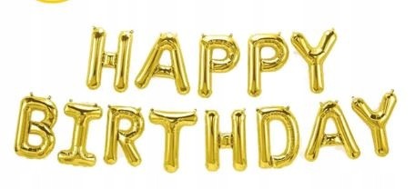 BALONY foliowe NAPIS HAPPY BIRTHDAY złote LITERY