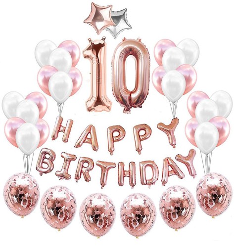 ZESTAW BALONY na 10 URODZINY impreza ROSE GOLD
