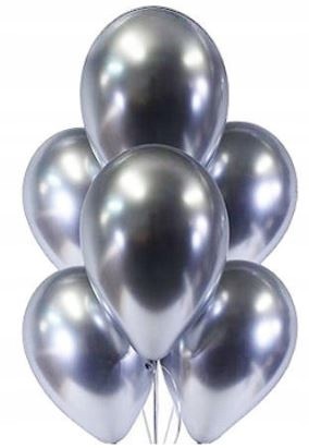 BALONY chromowane shiny duże 12 cali SREBRNE 6 szt