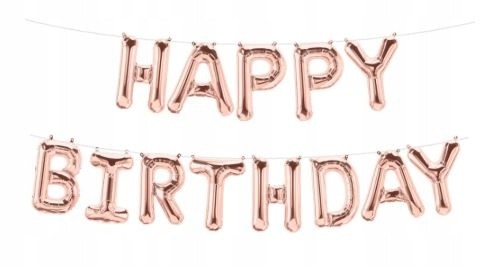 BALONY foliowe NAPIS HAPPY BIRTHDAY rose gold