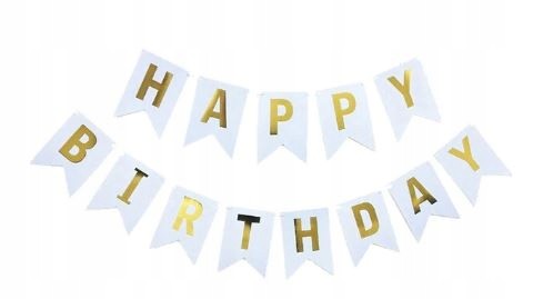 Baner Girlanda biały urodziny HAPPY BIRTHDAY 3m