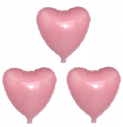 BALON foliowy różowy serca serduszka 3szt 25 cm