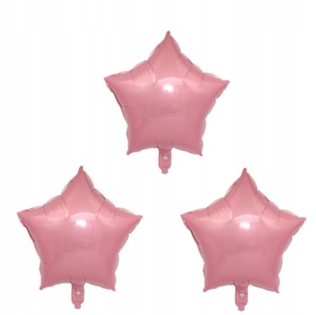 BALON foliowy różowy gwiazdy gwiazdki 3szt 25 cm