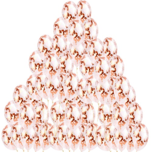 Balony duże przezroczyste rose gold konfetti 100