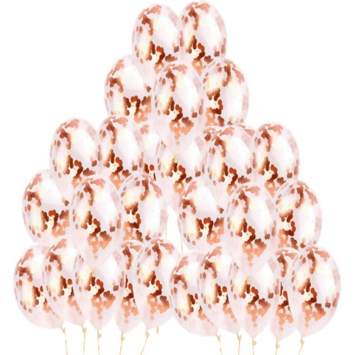 Balony duże przezroczyste rose gold konfetti 50szt