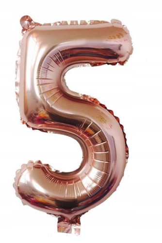 BALON foliowy ROSE GOLD cyfra PIĘĆ 5 urodziny 100