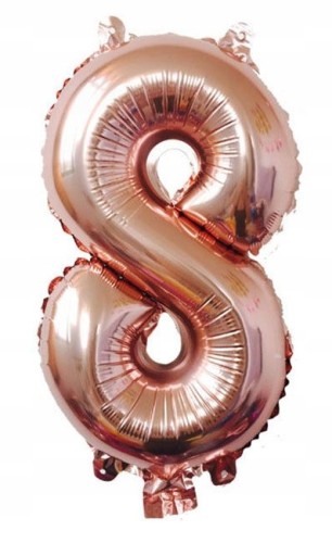 BALON foliowy ROSE GOLD cyfra OSIEM 8 urodziny 100