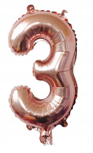 BALON foliowy ROSE GOLD cyfra TRZY 3 urodziny 100