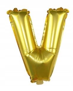 BALON foliowy ZŁOTY litera V urodziny 70