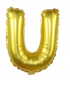 BALON foliowy ZŁOTY litera U urodziny 70