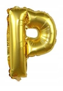 BALON foliowy ZŁOTY litera P urodziny 70