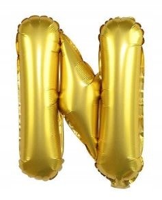 BALON foliowy ZŁOTY litera N urodziny 70