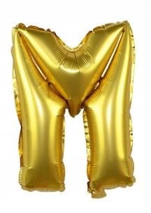 BALON foliowy ZŁOTY litera M urodziny 70