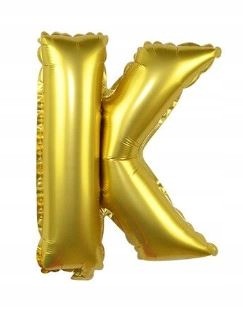 BALON foliowy ZŁOTY litera K urodziny 70