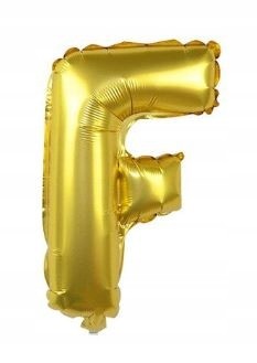 BALON foliowy ZŁOTY litera F urodziny 70