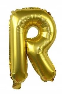 BALON foliowy ZŁOTY litera R urodziny 70