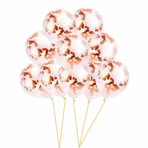 Balony duże przezroczyste rose gold konfetti 10szt