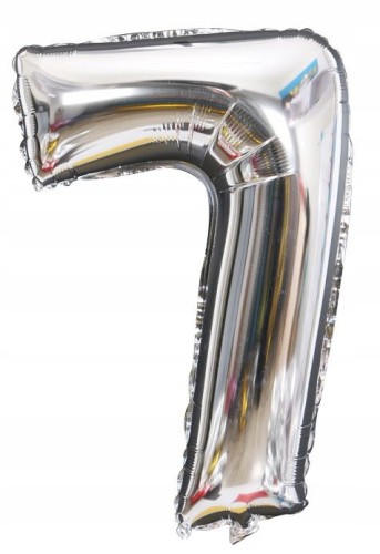 BALON foliowy SREBRNY cyfra SIEDEM 7 urodziny 100