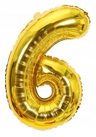 BALON foliowy złoty cyfra SZEŚĆ 6 urodziny 100 cm