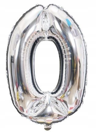BALON foliowy SREBRNY cyfra ZERO 0 urodziny 70 cm