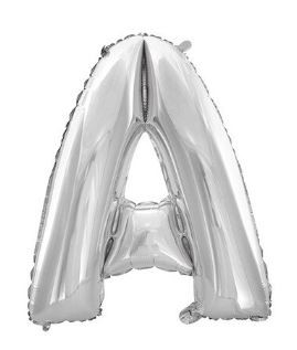 BALON foliowy srebrny litera A urodziny 70