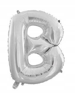 BALON foliowy srebrny litera B urodziny 70