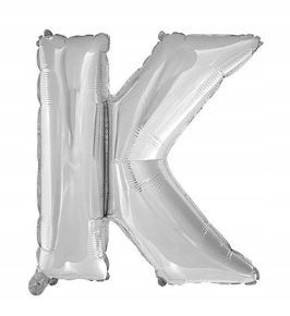 BALON foliowy srebrny litera K urodziny 70