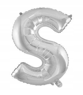 BALON foliowy srebrny litera S urodziny 70
