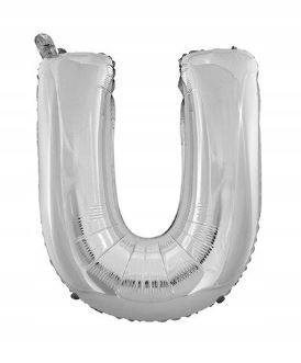 BALON foliowy srebrny litera U urodziny 70