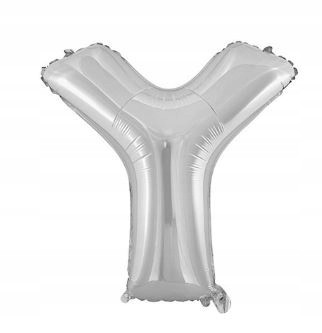 BALON foliowy srebrny litera Y urodziny 70