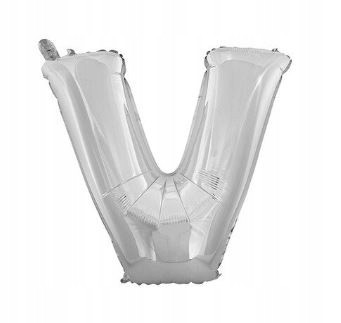 BALON foliowy srebrny litera V urodziny 70