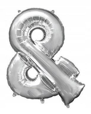 BALON foliowy srebrny znak END & urodziny 40cm