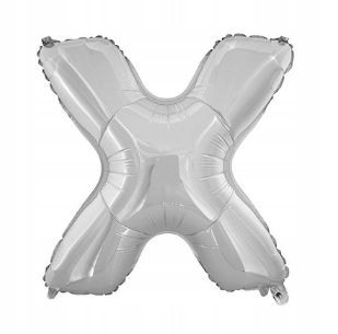 BALON foliowy srebrny litera X urodziny 40